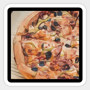 Delicious Pizza Geek Designer Dune Stika Artistic Anime Style Sticker